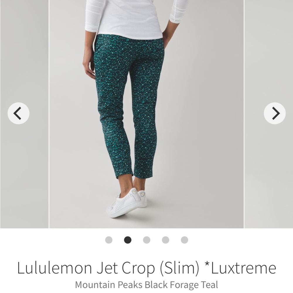 Lululemon Jet Crop (Slim) *Luxtreme Mountain Peaks Black Forage Teal - Picture 2 of 14